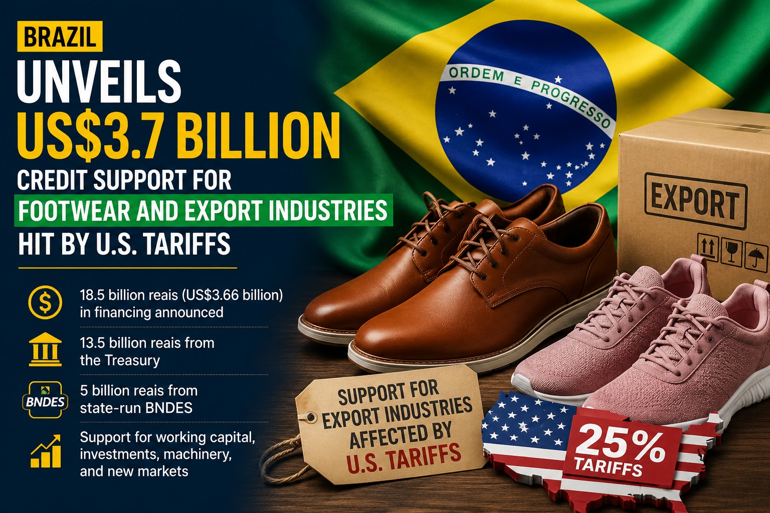 Brazil unveils US $3.7 billion credit support for footwear and export industries hit by U.S. tariffs